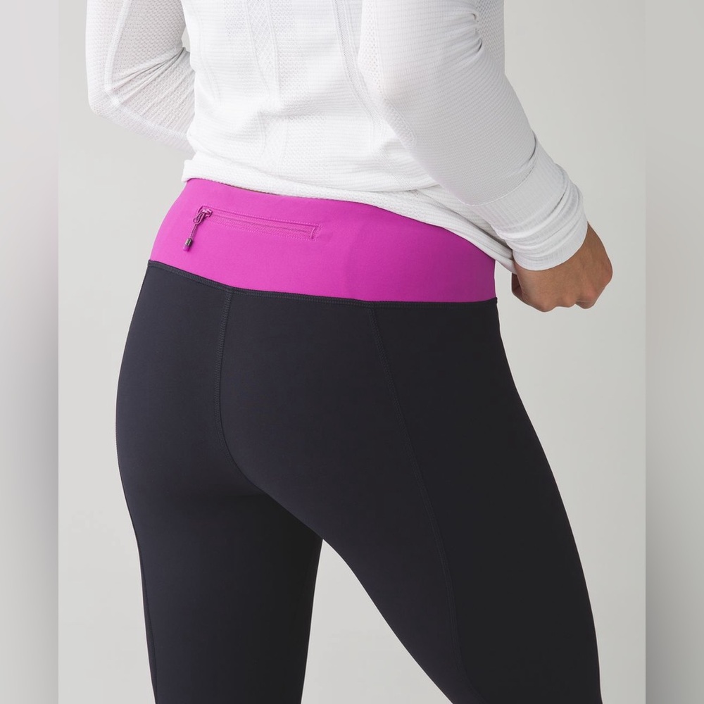 Lululemon 6 Run Tight Stuff Legging Naval Blue / Ultraviolet Compression + Tote
